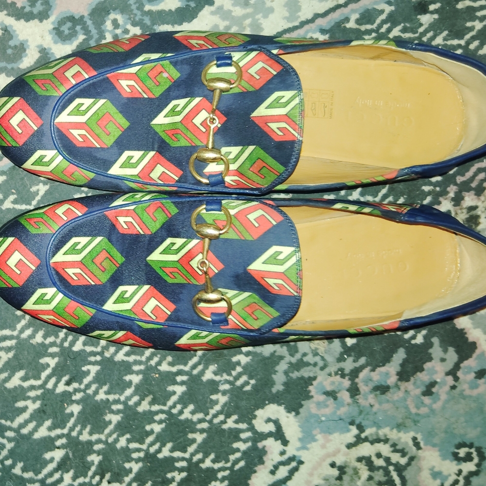 Gucci Green Slippers Vibrant Geometric Pattern - Picture 5 of 5
